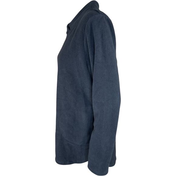 Denim & Co. Regular Fleece Crossover Neck Long Slv Tunic w/ Dolphin Hem Black S - Picture 6 of 13